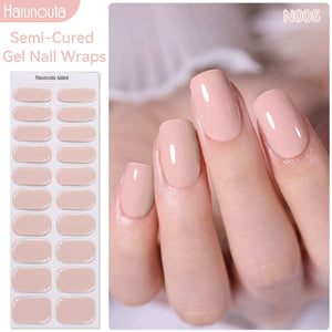 20 Tips Semi-Cured Gel Nail Strips N001-N020 Nail Sticker Harunouta N005 