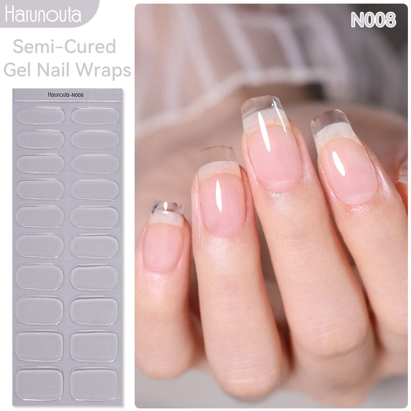 20 Tips Semi-Cured Gel Nail Strips N001-N020 Nail Sticker Harunouta N008 
