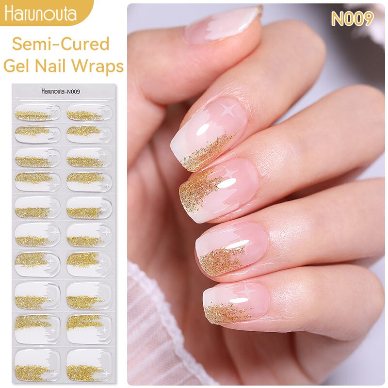 20 Tips Semi-Cured Gel Nail Strips N001-N020 Nail Sticker Harunouta 