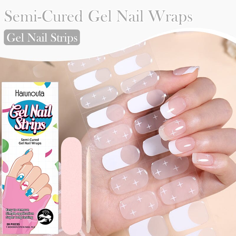 20 Tips Semi-Cured Gel Nail Strips N001-N020 Nail Sticker Harunouta 