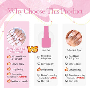 20 Tips Semi-Cured Gel Nail Strips N001-N020 Nail Sticker Harunouta 