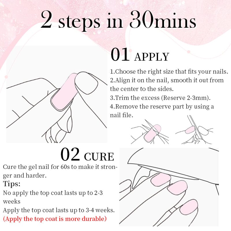 20 Tips Semi-Cured Gel Nail Strips N001-N020 Nail Sticker Harunouta 