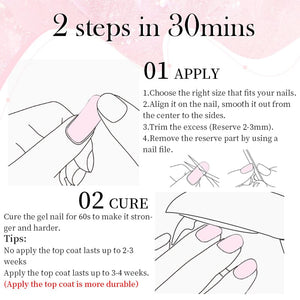 20 Tips Semi-Cured Gel Nail Strips N001-N020 Nail Sticker Harunouta 