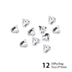 10pcs #12 8*9mm Transparent Irregular-Shaped Rhinestones Nail Art No Brand 