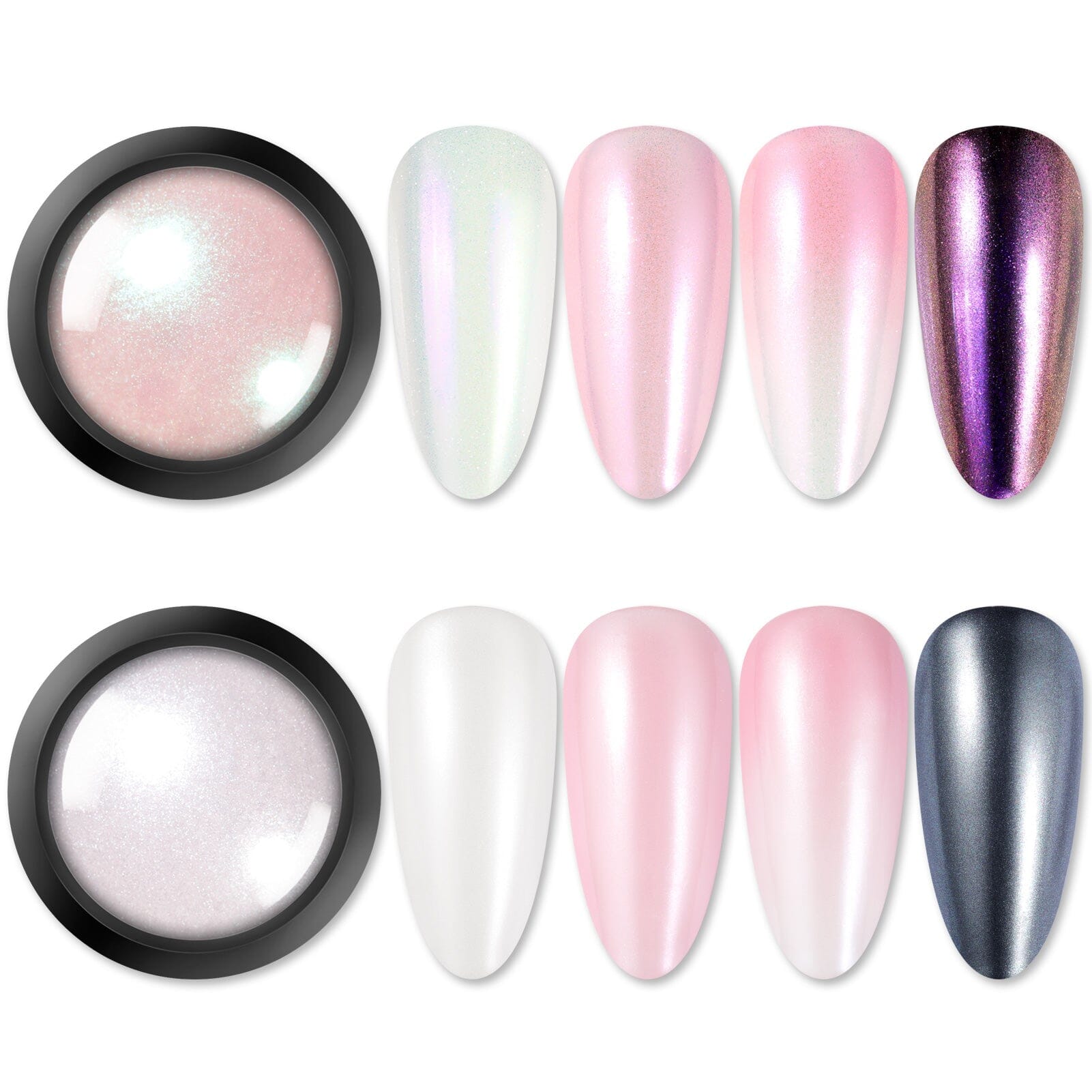 2 Boxes White Pink Pearl Nail Powder Set Nail Powder BORN PRETTY 