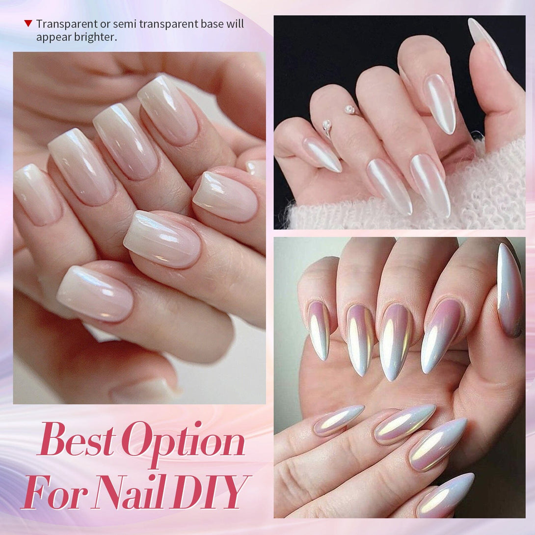 2 Boxes White Pink Pearl Nail Powder Set Nail Powder BORN PRETTY 