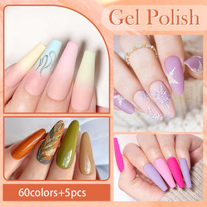 60 Colors Gel Polish with 5pcs Base Top Coat Set 10ml Gel Nail Polish BORN PRETTY 