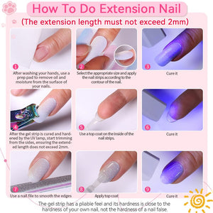 20 Tips Semi-Cured Gel Nail Strips N021-N040 Nail Sticker Harunouta 