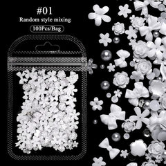 100pcs Colorful Bowknot Flowers 3D Nail Decorations Nail Art No Brand 01 
