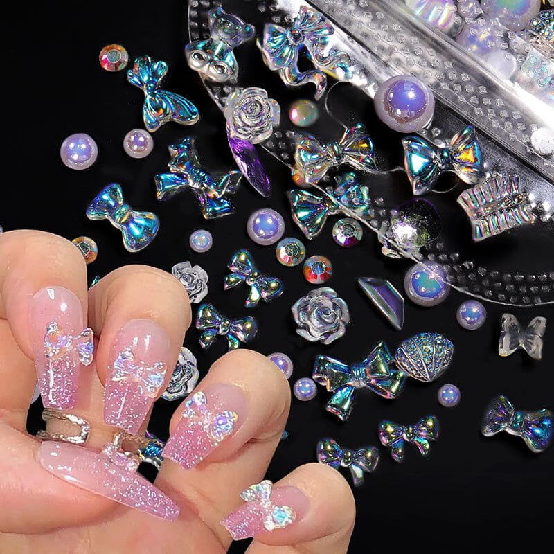 100pcs Colorful Bowknot Flowers 3D Nail Decorations Nail Art No Brand 