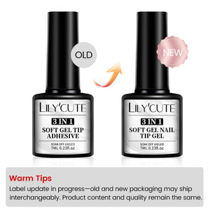 3 In 1 Soft Gel Tip Adhesive Gel Nail Polish LILYCUTE 
