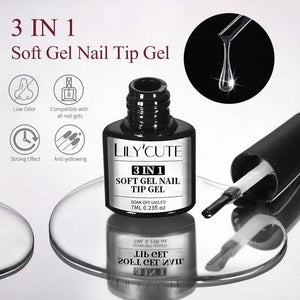 3 In 1 Soft Gel Tip Adhesive Gel Nail Polish LILYCUTE 
