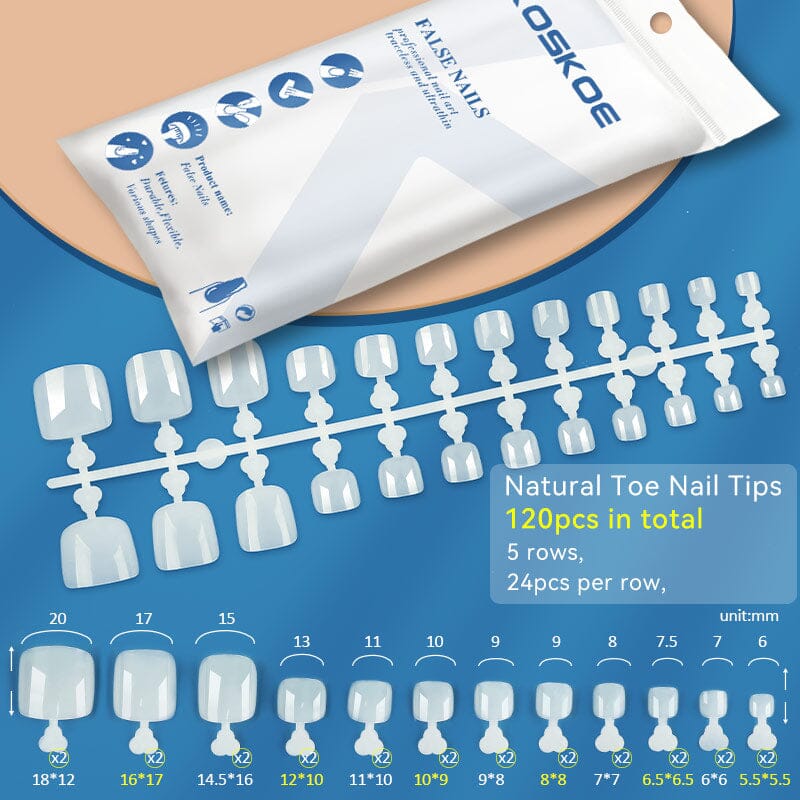120pcs Toe Nail Tips Nail Tips KOSKOE Nature 