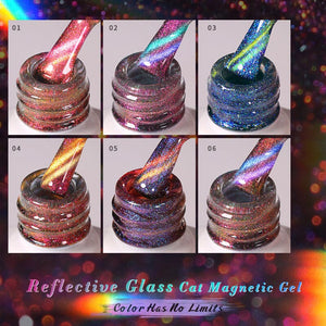6 Colors Reflective Glass Cat Magnetic Gel Polish Set 10ml Sets & Kits BORN PRETTY 