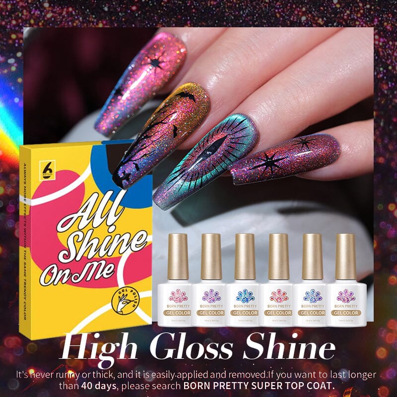 6 Colors Reflective Glass Cat Magnetic Gel Polish Set 10ml Sets & Kits BORN PRETTY 