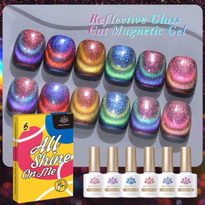 6 Colors Reflective Glass Cat Magnetic Gel Polish Set 10ml Sets & Kits BORN PRETTY 