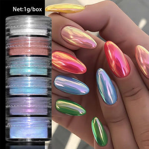 6 Boxes Chrome Nail Powder Set Nail Powder No Brand 