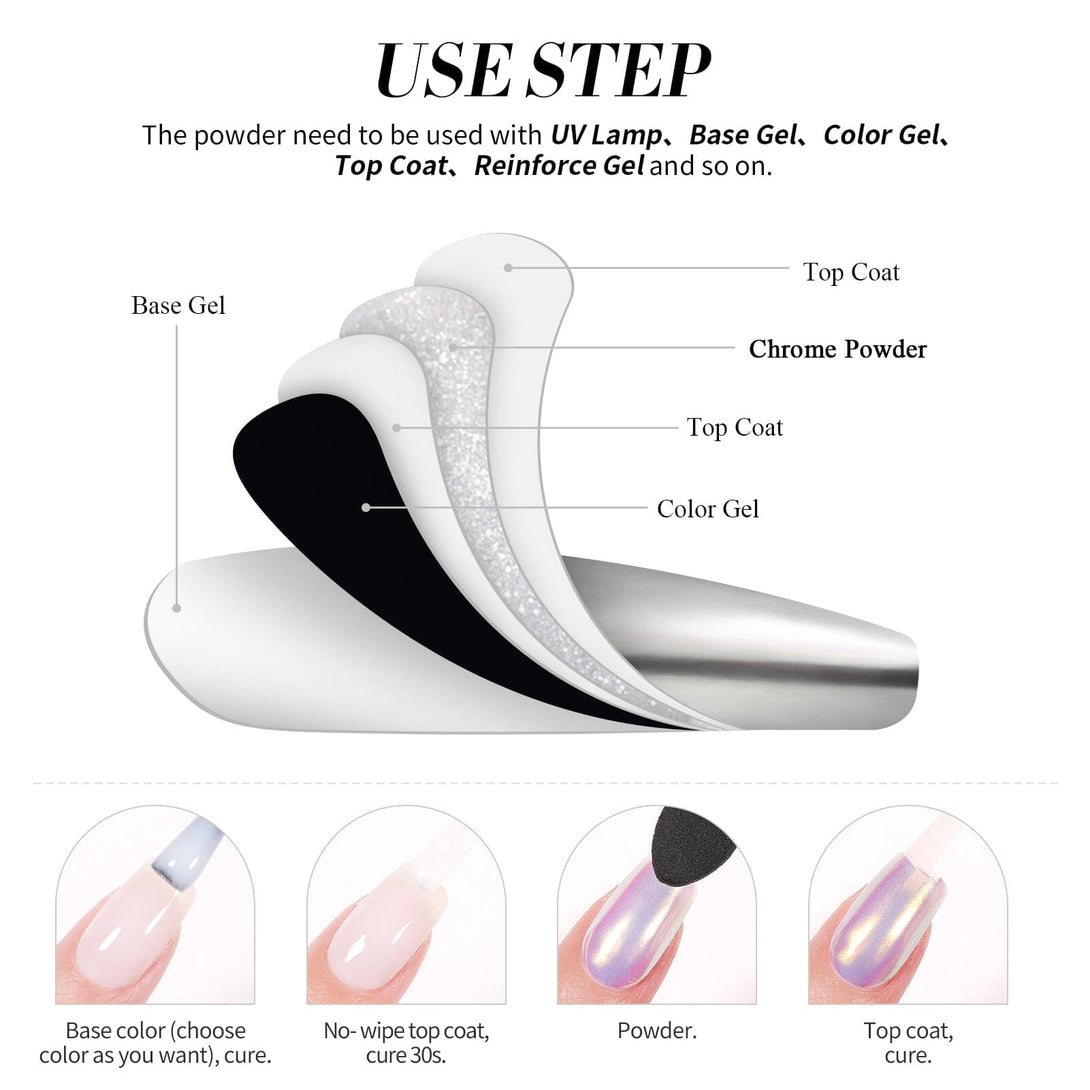 Silver Metallic Chrome Pearl Nail Powder Nail Powder BORN PRETTY 