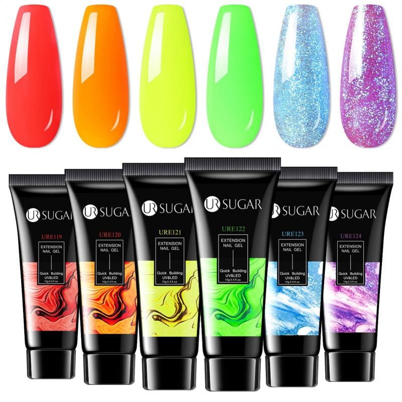 6 Colors Extension Nail Gel Set Summer Crush 15ml Extension Nail Gel UR SUGAR 