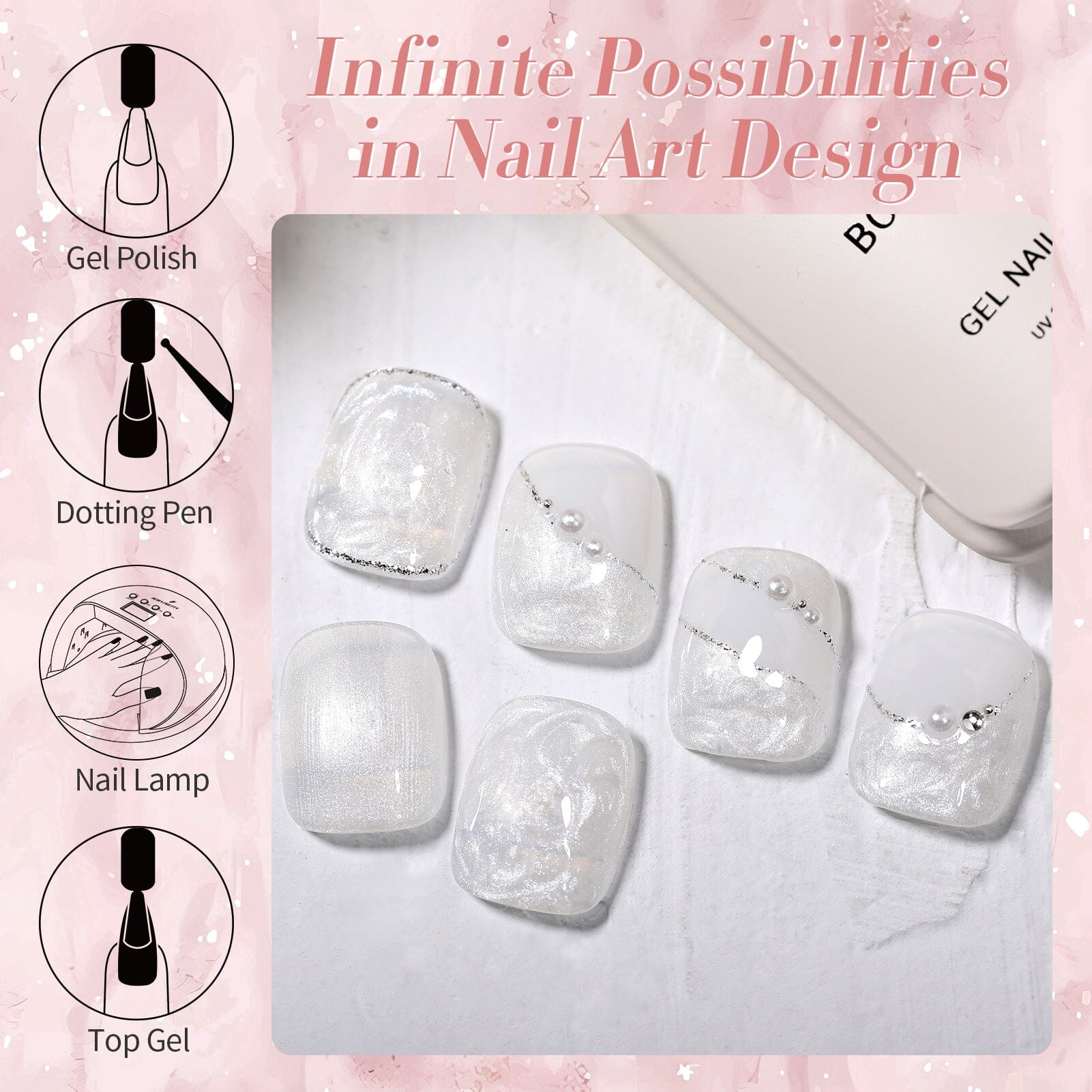 Shell Thread Swirl Gel LW31 Pearl White 15ml Gel Nail Polish BORN PRETTY 