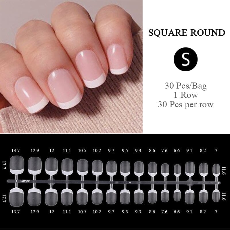 30pcs White French Square Round Press on Nails Nail Tips No Brand 