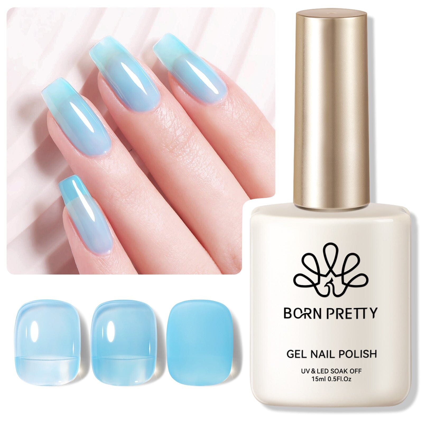 Blue Hema-Free Semi Jelly Gel Polish #11 15ml Gel Nail Polish BORN PRETTY 