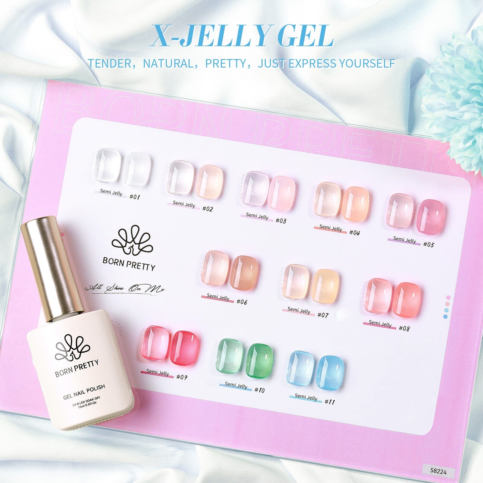 Blue Hema-Free Semi Jelly Gel Polish #11 15ml Gel Nail Polish BORN PRETTY 