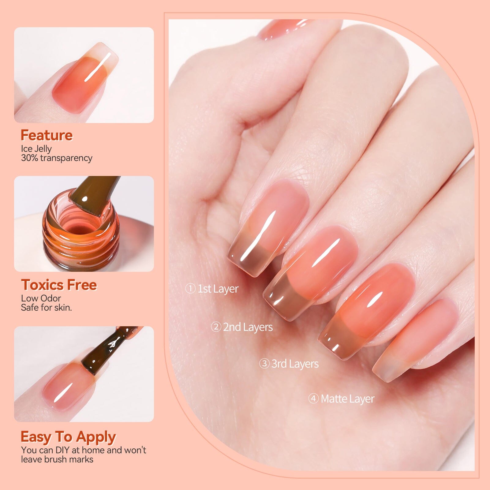 Orange Hema-Free Ice Jelly Gel Polish #04 15ml Gel Nail Polish BORN PRETTY 