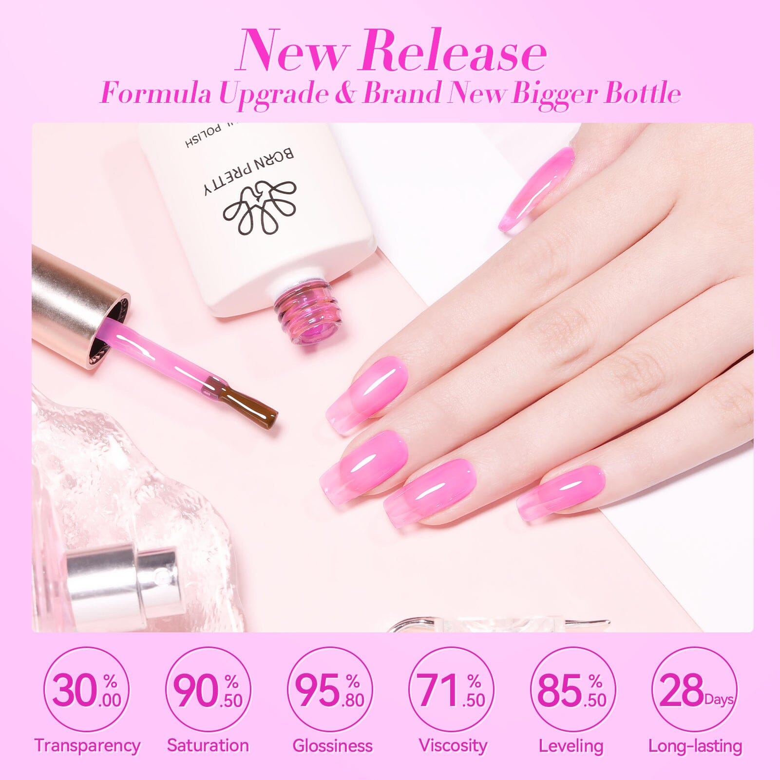 [US ONLY] Pink Hema-Free Ice Jelly Gel Polish #05 15ml Gel Nail Polish BORN PRETTY 