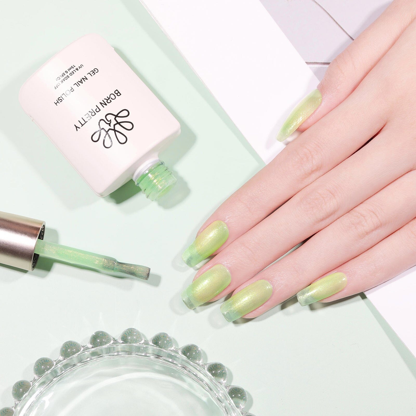 Green Hema-Free Glitter Jelly Gel Polish #01 15ml Gel Nail Polish BORN PRETTY 