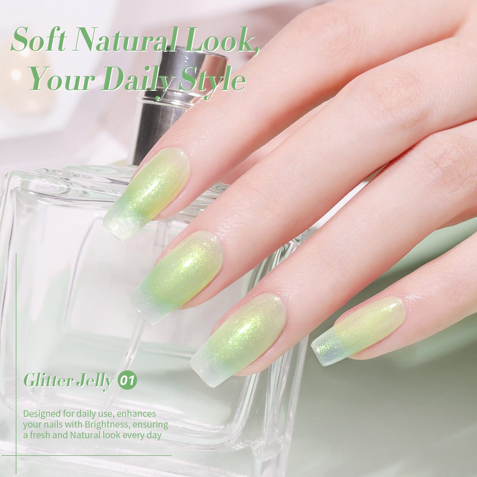 Green Hema-Free Glitter Jelly Gel Polish #01 15ml Gel Nail Polish BORN PRETTY 