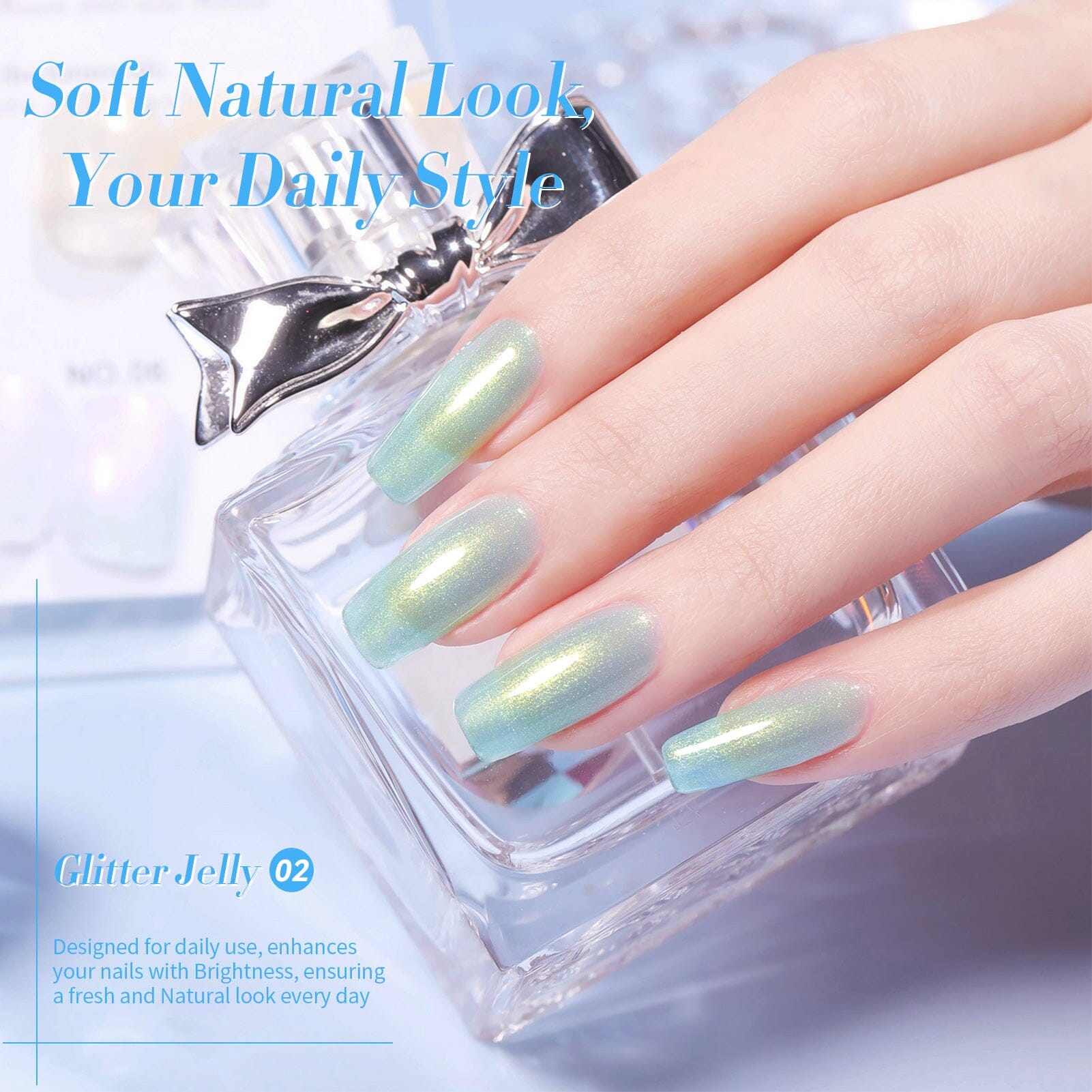 Light Blue Hema-Free Glitter Jelly Gel Polish #02 15ml Gel Nail Polish BORN PRETTY 