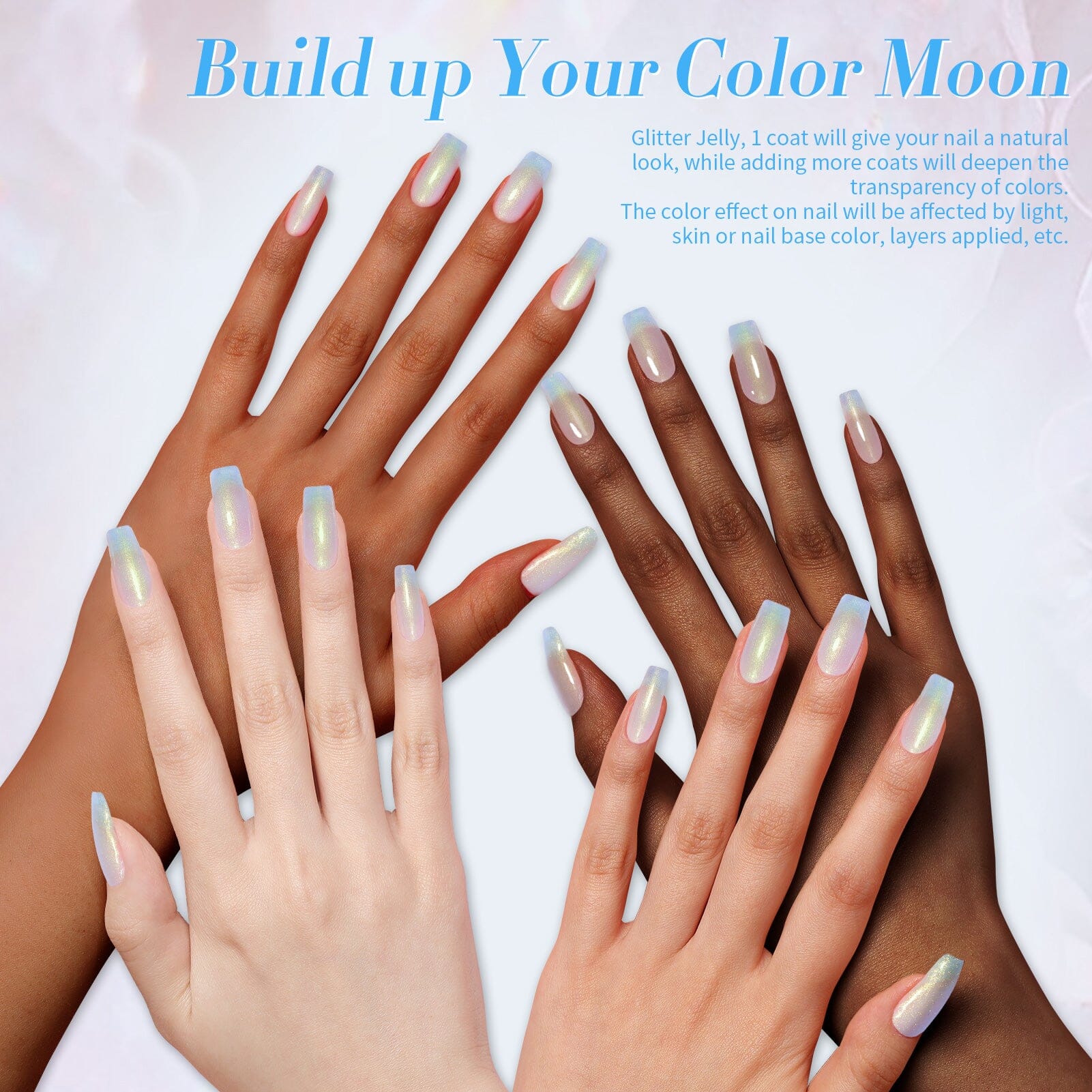 Light Blue Hema-Free Glitter Jelly Gel Polish #02 15ml Gel Nail Polish BORN PRETTY 