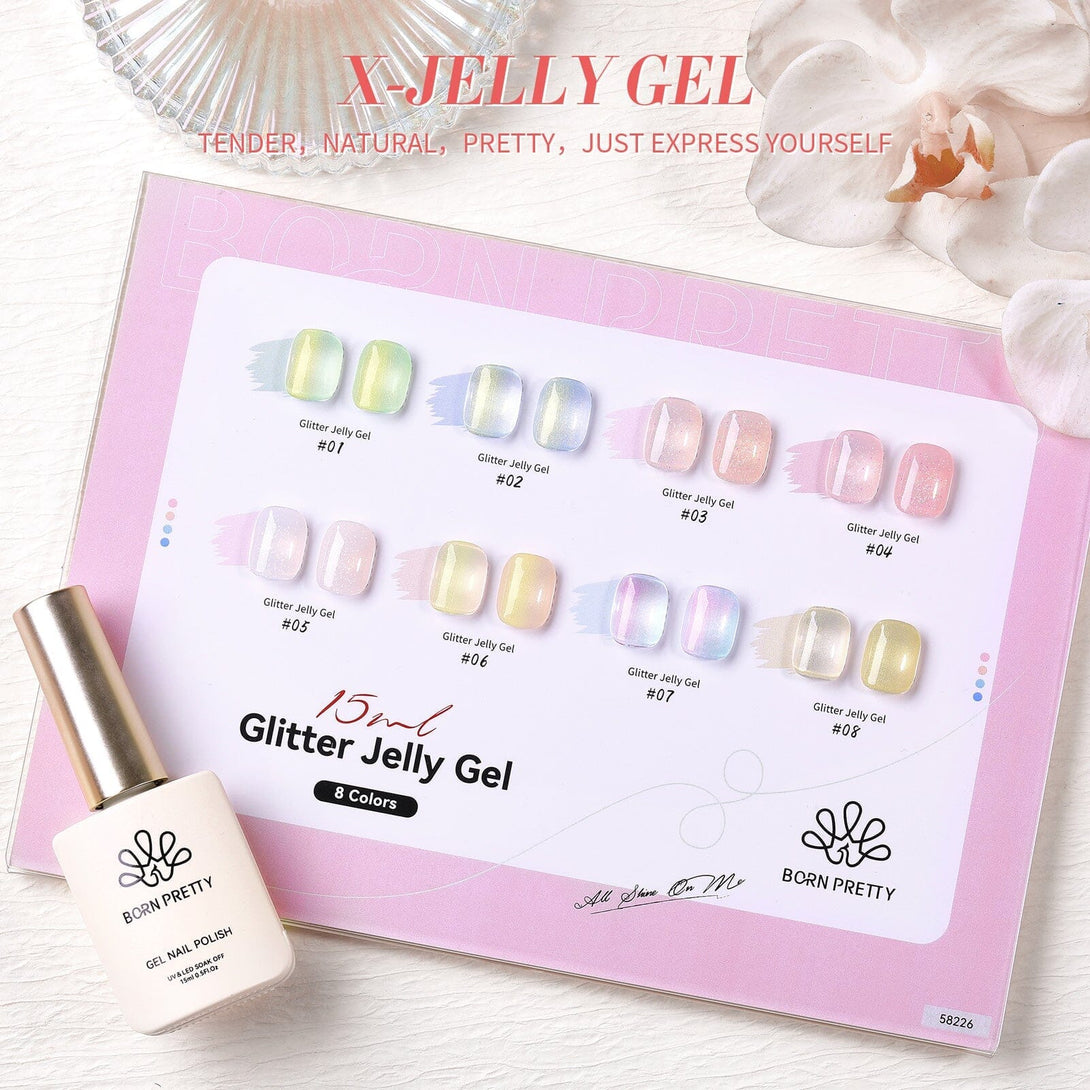 Pink Hema-Free Glitter Jelly Gel Polish #04 15ml Gel Nail Polish BORN PRETTY 