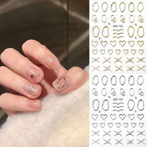 Metal Rhinestones 3D Nail Sticker MO153-Gold Nail Art No Brand 