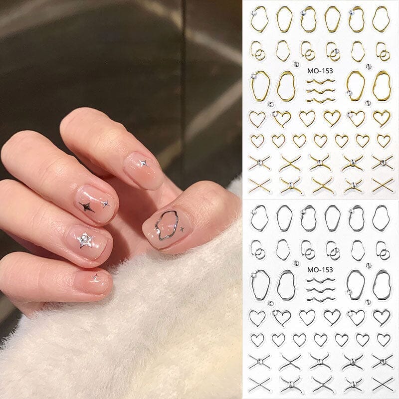 Metal Rhinestones 3D Nail Sticker MO153-Gold Nail Art No Brand 