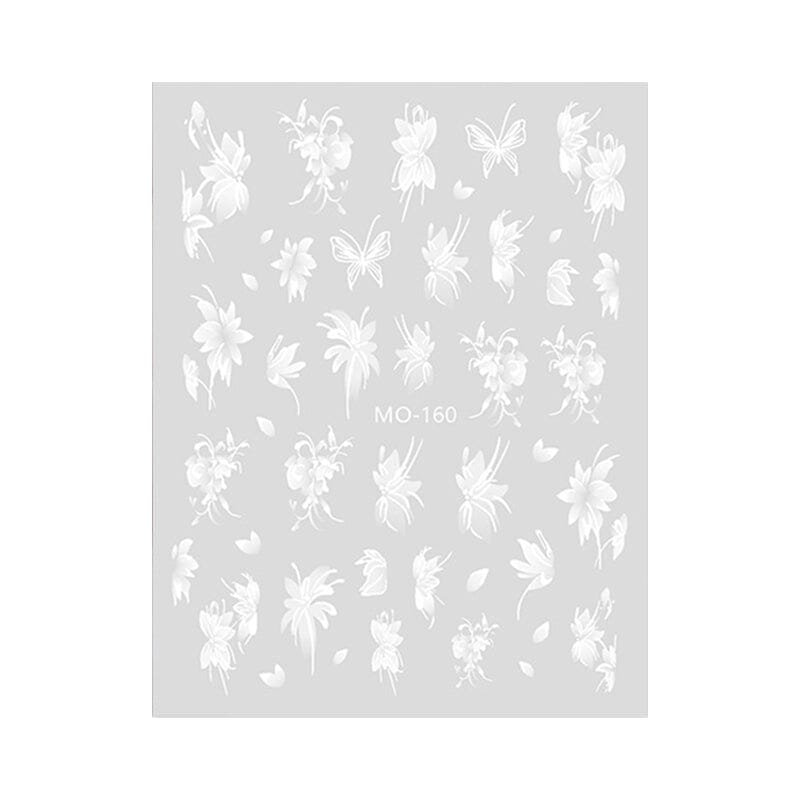 White Flowers Painted 3D Nail Stickers MO160 Nail Sticker No Brand 