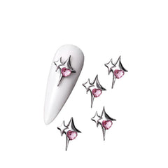 5pcs Alloy Rhinestones Nail Decorations #01 Star Heart