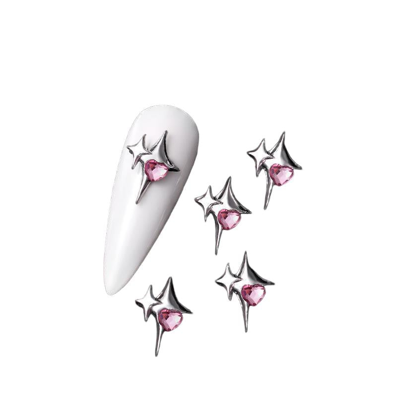 5pcs Alloy Rhinestones Nail Decorations #01 Star Heart