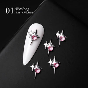 5pcs Rhinestones Metal Nail Decorations #02 Clearance No Brand 
