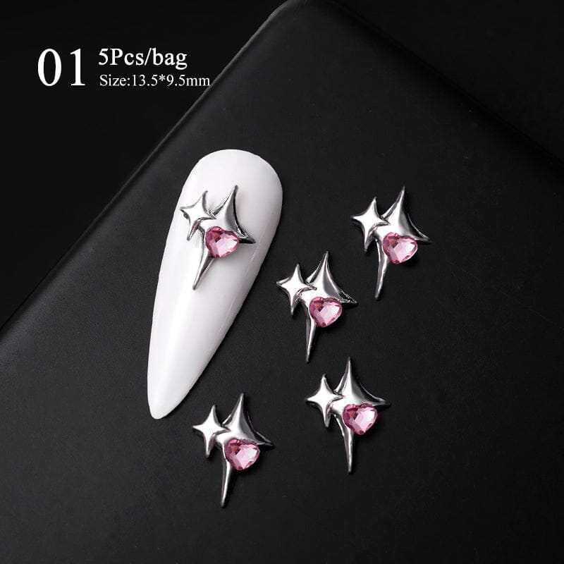5pcs Rhinestones Metal Nail Decorations #02 Clearance No Brand 