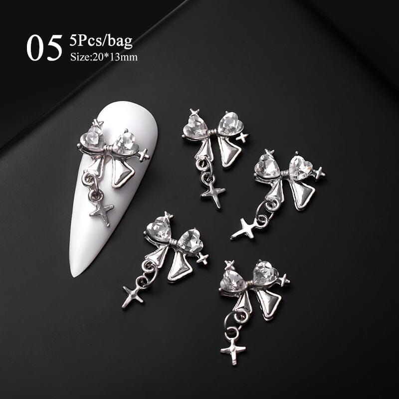 5pcs Rhinestones Metal Nail Decorations #02 Clearance No Brand 