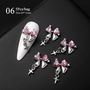 5pcs Rhinestones Metal Nail Decorations #02 Clearance No Brand 