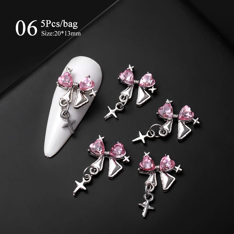 5pcs Rhinestones Metal Nail Decorations #02 Clearance No Brand 