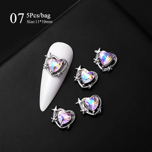 5pcs Rhinestones Metal Nail Decorations #02 Clearance No Brand 