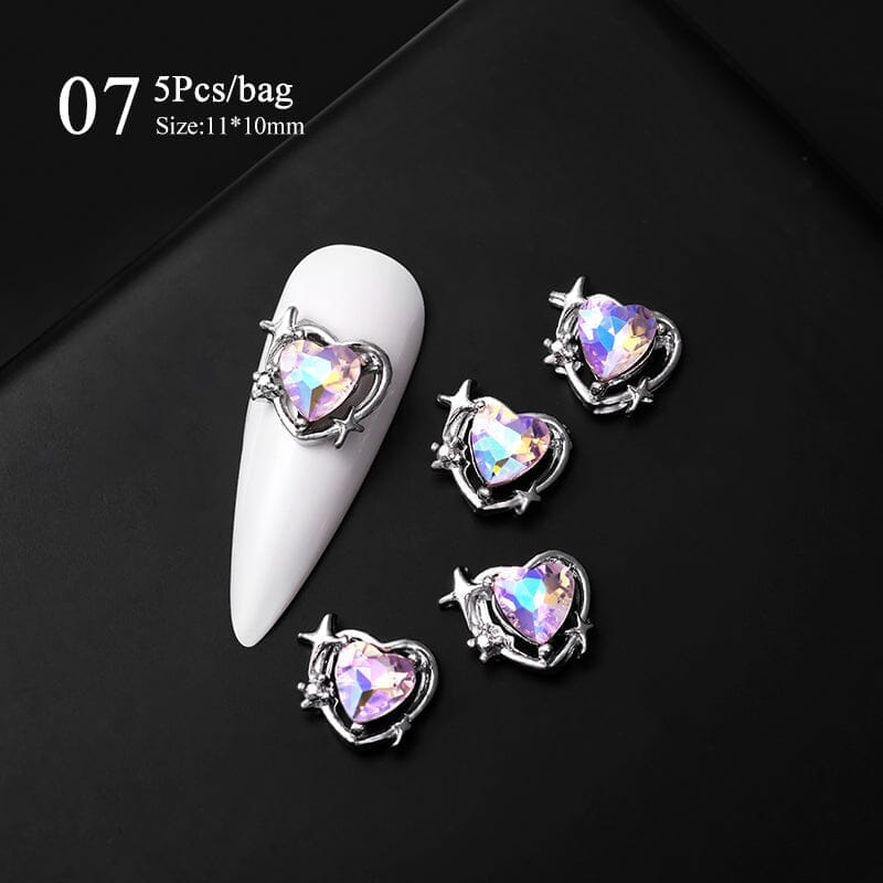 5pcs Rhinestones Metal Nail Decorations #02 Clearance No Brand 