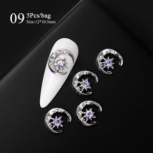 5pcs Rhinestones Metal Nail Decorations #02 Clearance No Brand 
