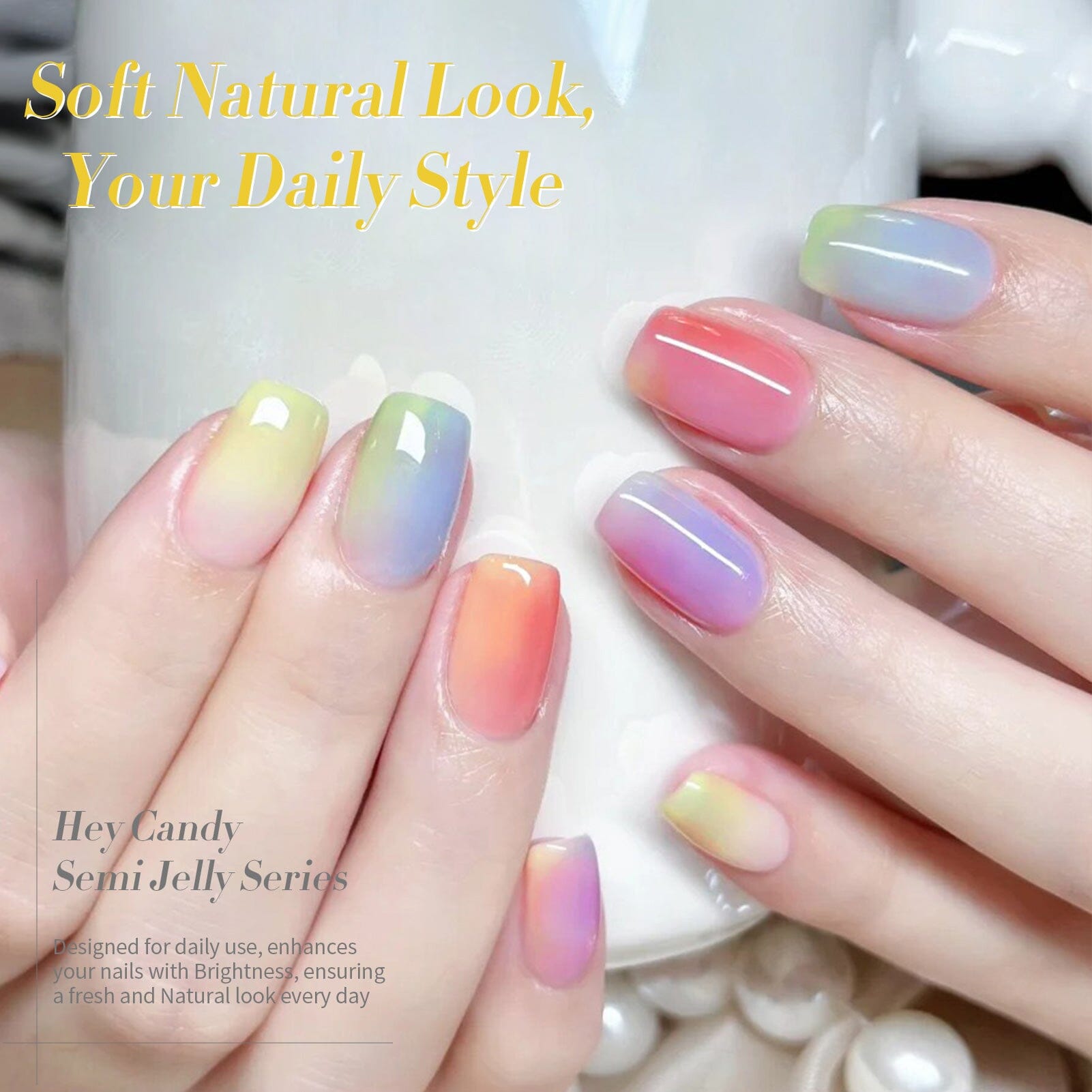 6 Colors Hey Candy Semi Jelly Gel Polish Set 7ml Gel Nail Polish BORN PRETTY 