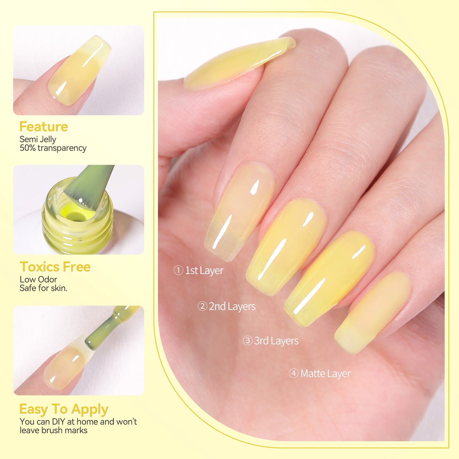 6 Colors Hey Candy Semi Jelly Gel Polish Set 7ml Gel Nail Polish BORN PRETTY 