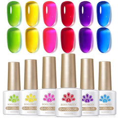 6 Colors Jelly Gel Polish Set 7ml Gel Nail Polish BORN PRETTY J29 Neon Garden 